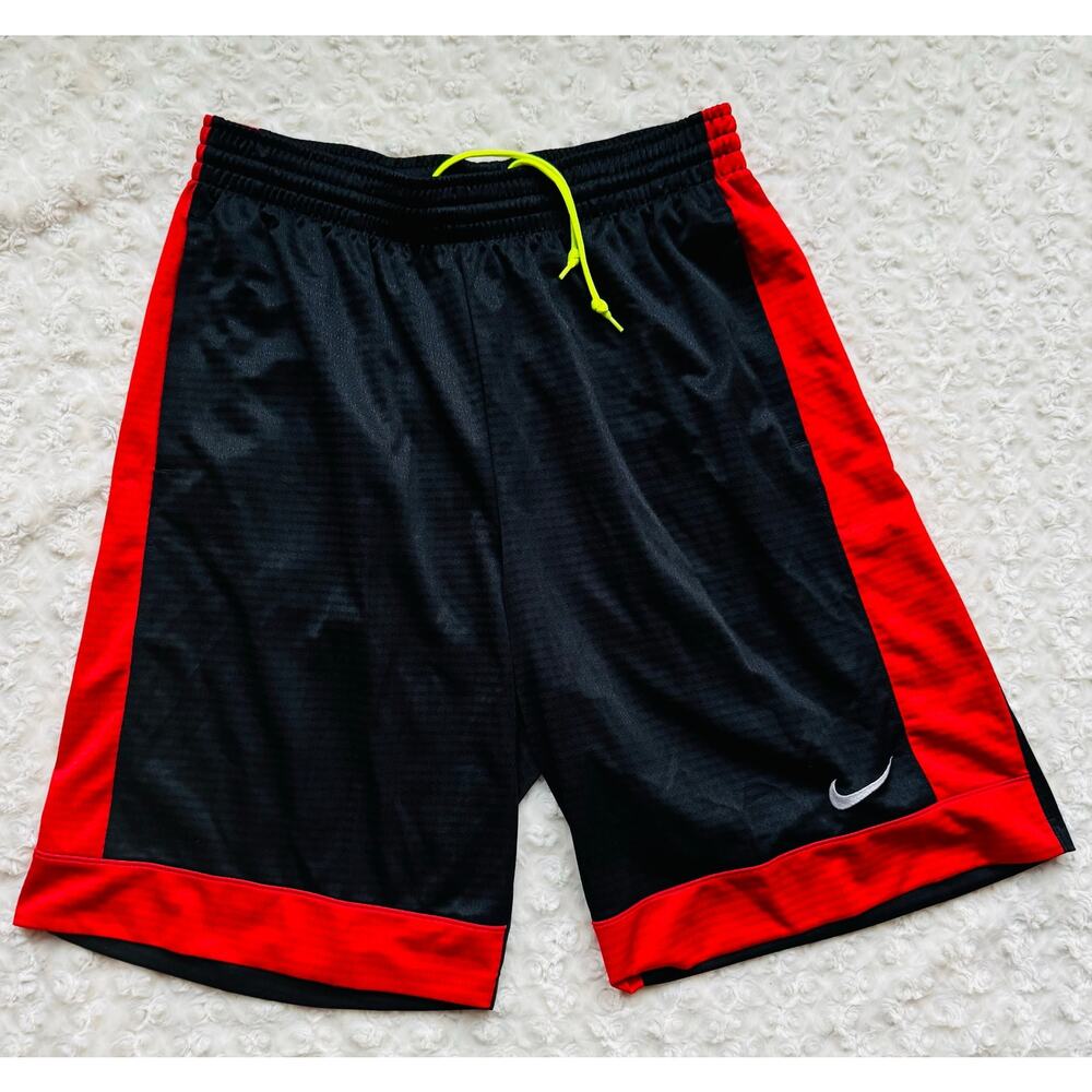 NIKE Retro Mens Basketball Black Red Athletic Streetwear 11" Inseam Shorts Large